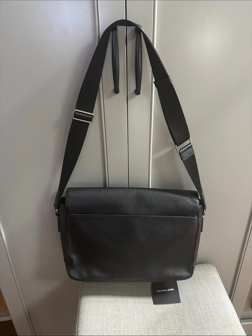 Michael Kors Mason Explorer Pebbled Leather Messenger Bag NWOT